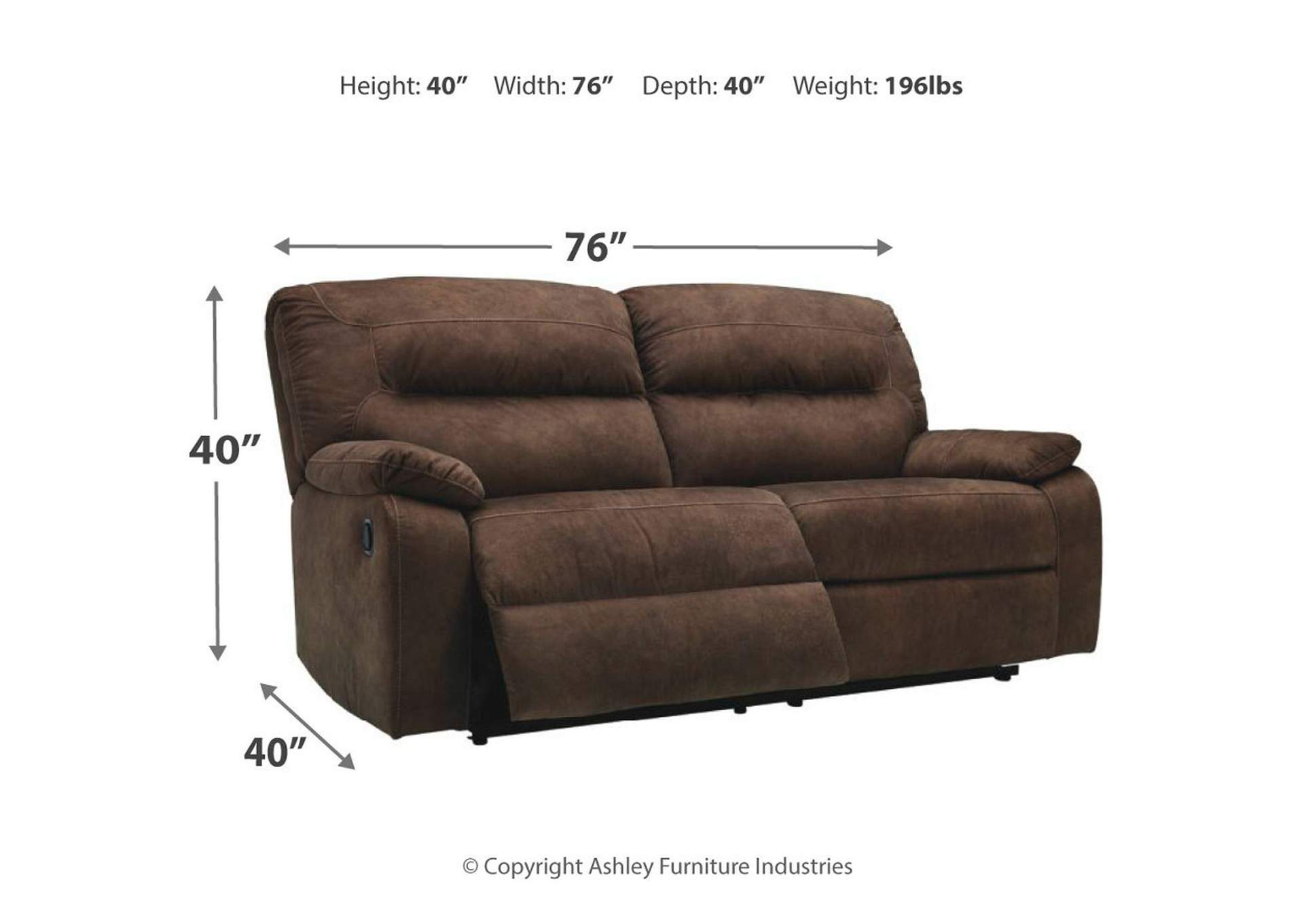 93802-81 BOLZANO SOFA MANUAL RECLINING 76X40X40 COFFEE