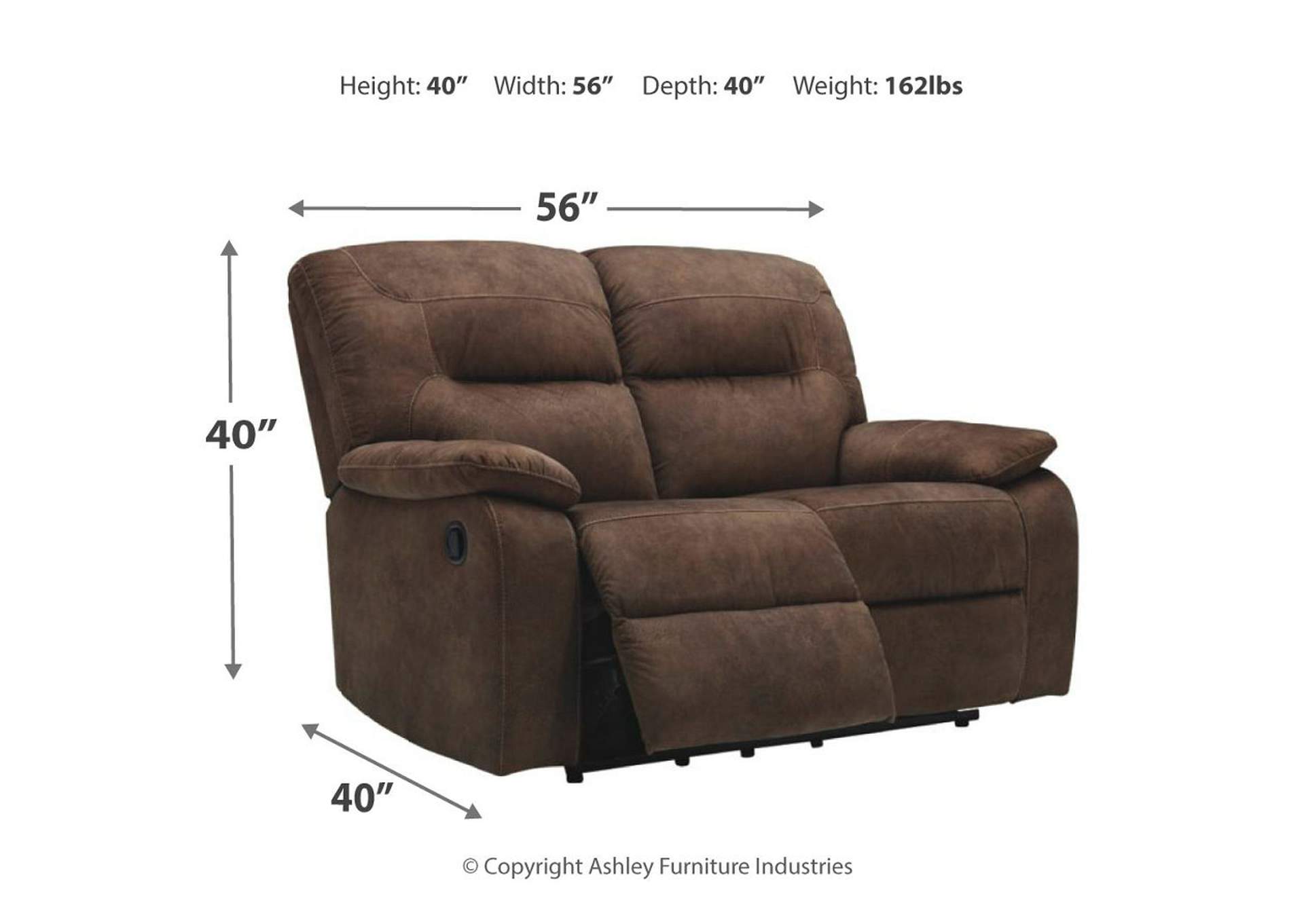 93802-86 BOLZANO LOVESEAT MANUAL RECLINING 56X40X40 COFFEE