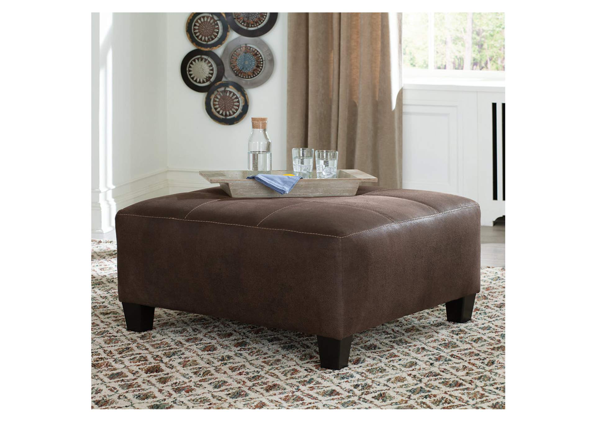 94003-08 NAVI OTTOMAN STATIONARY 39X39X19 CHESTNUT