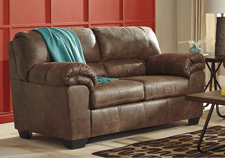 12020-35 BLADEN LOVESEAT STATIONARY 69X36X38 COFFEE