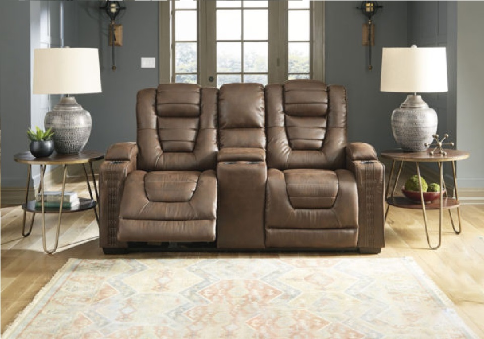 24505-18 OWNER'S BOX LOVESEAT W/CONSOLE & USB PORTS POWER RECLINING 74X37X44 POWER HEADREST BROWN