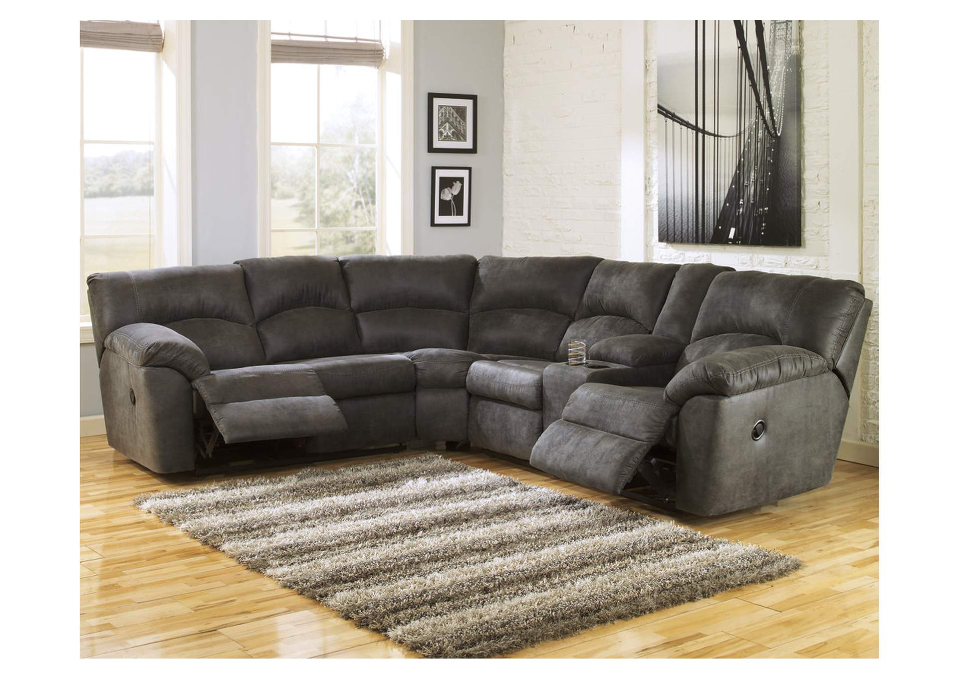 27801-2PC TAMBO 2PC RECLINING SECTIONAL- PEWTER