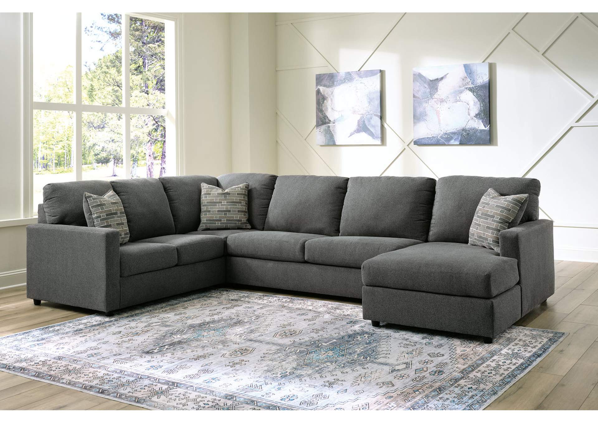 EDENFIELD CHARCOAL 3PC SECTIONAL W/RAF CHAISE
