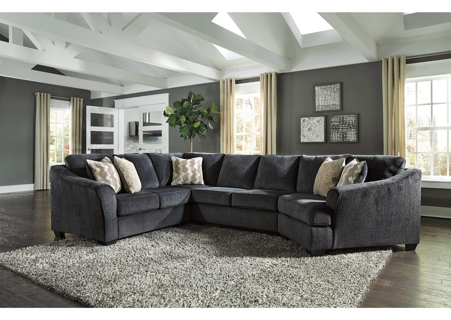 41303-RAFCU ELTMANN 3PC SECTIONAL SMOKE W/RAF CUDDLER - SLATE