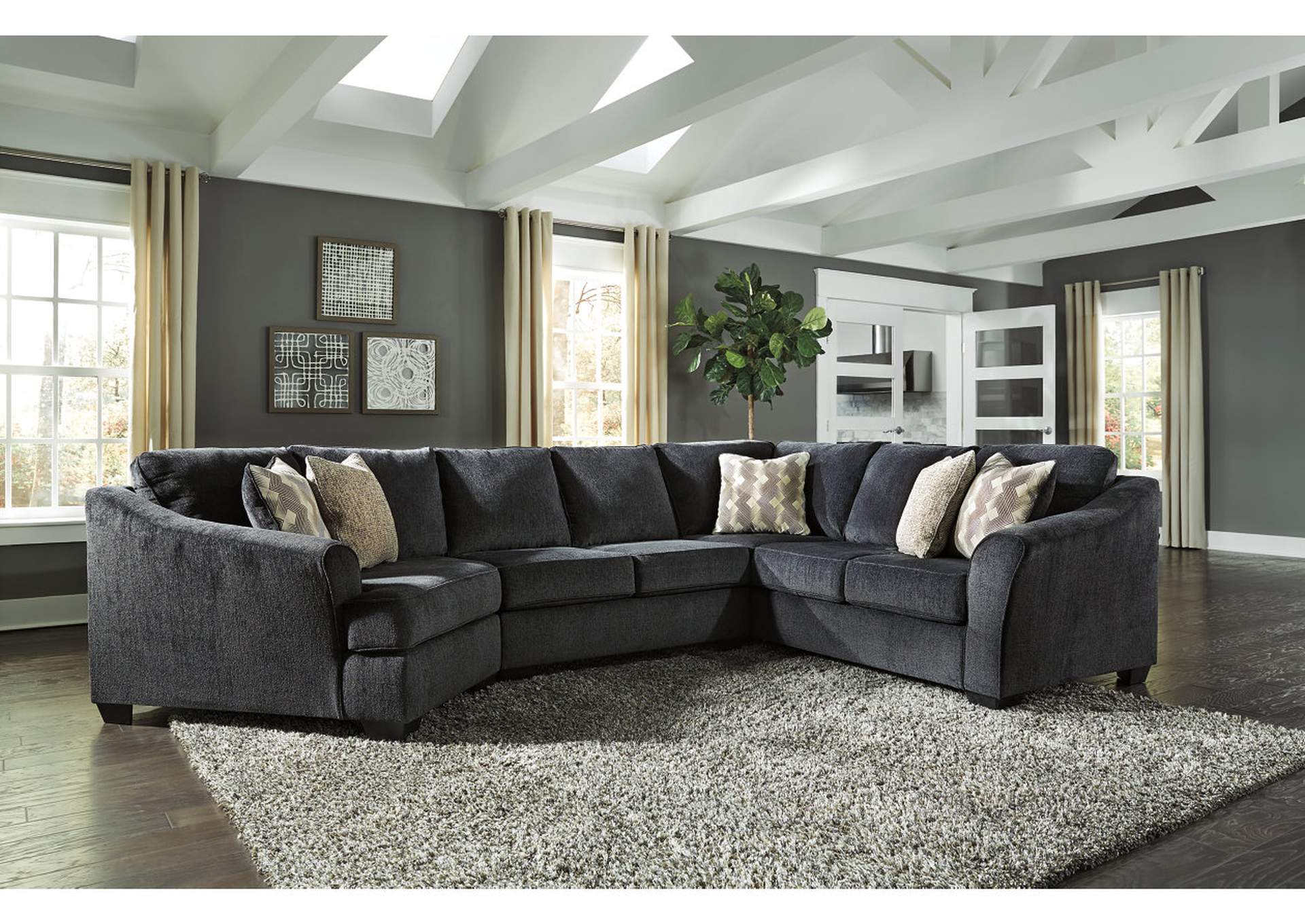 41303-LAFCU ELTMANN 3PC SECTIONAL SMOKE W/LAF CUDDLER - SLATE