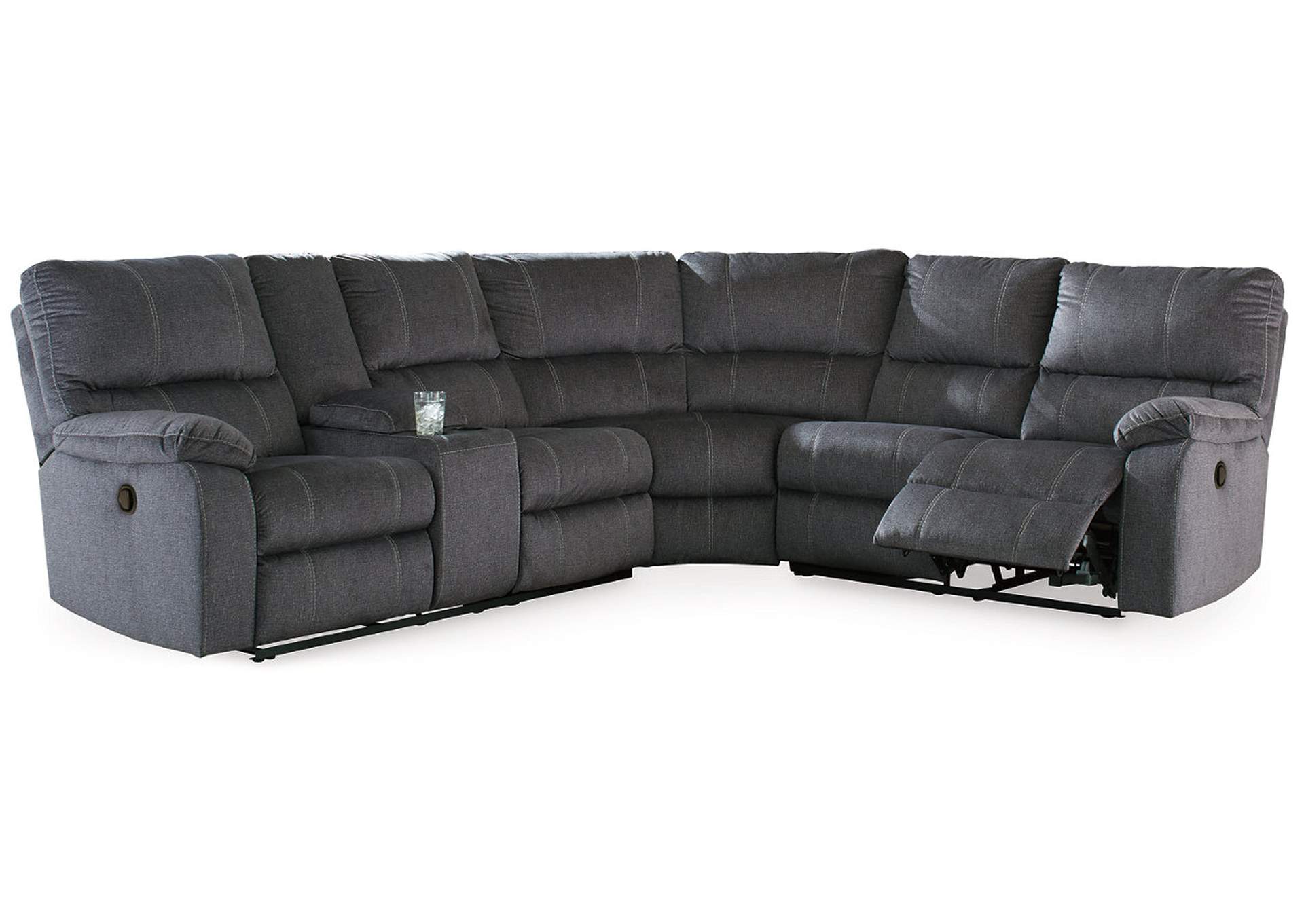 57201-3PC-M URBINO 3PC RECLINING SECTIONAL W/CONSOLE - CHARCOAL