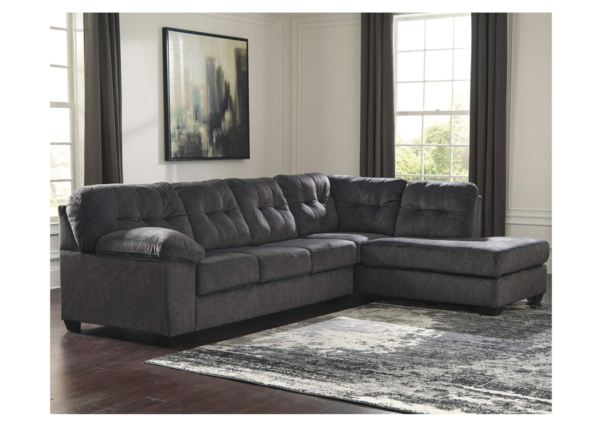 70509-2PC-RAFC ACCRINGTON 2PC SECTIONAL W/RAF CHAISE - GRANITE
