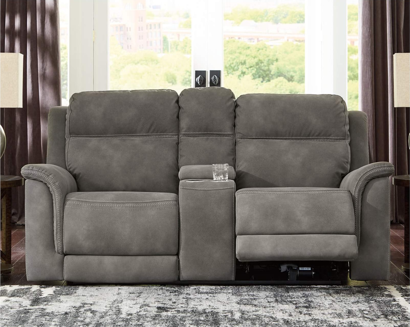 59301-18 NEXT-GEN LOVESEAT ZERO GRAVITY W/CONSOLE & USB POWER RECLINING DURAPELLA SLATE