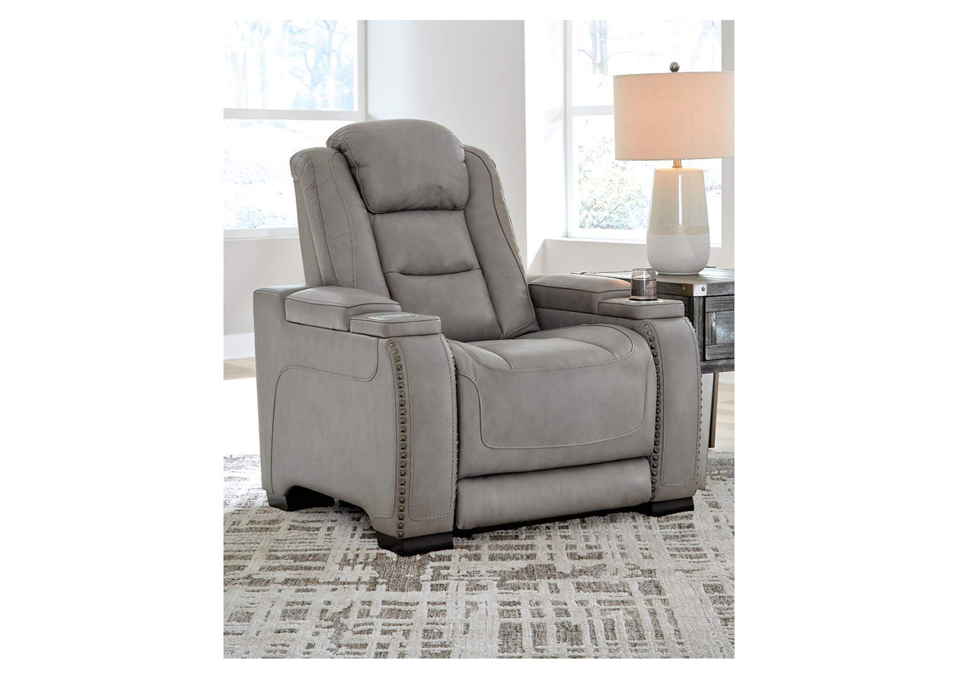 85305-13 MAN-DEN RECLINER W/ADJUSTABLE HEADRESTS & USB CHARGING POWER RECLINING 37.5X40X43H LEATHER STEEL