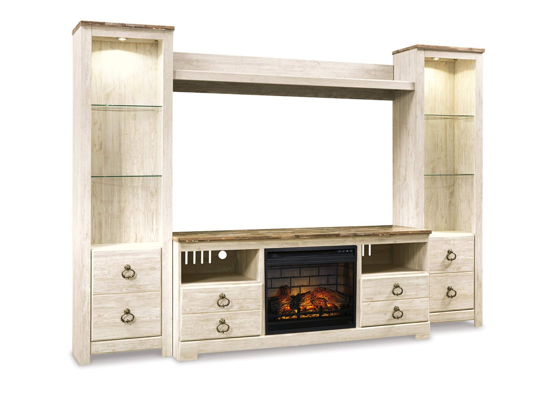 Willowton 4-Piece Entertainment Center with Electric Fireplace