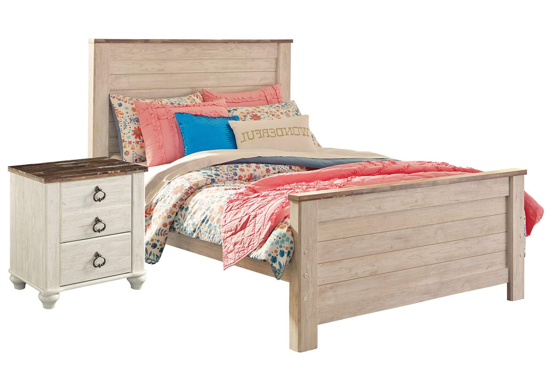 Willowton Full Panel Bed with Nightstand