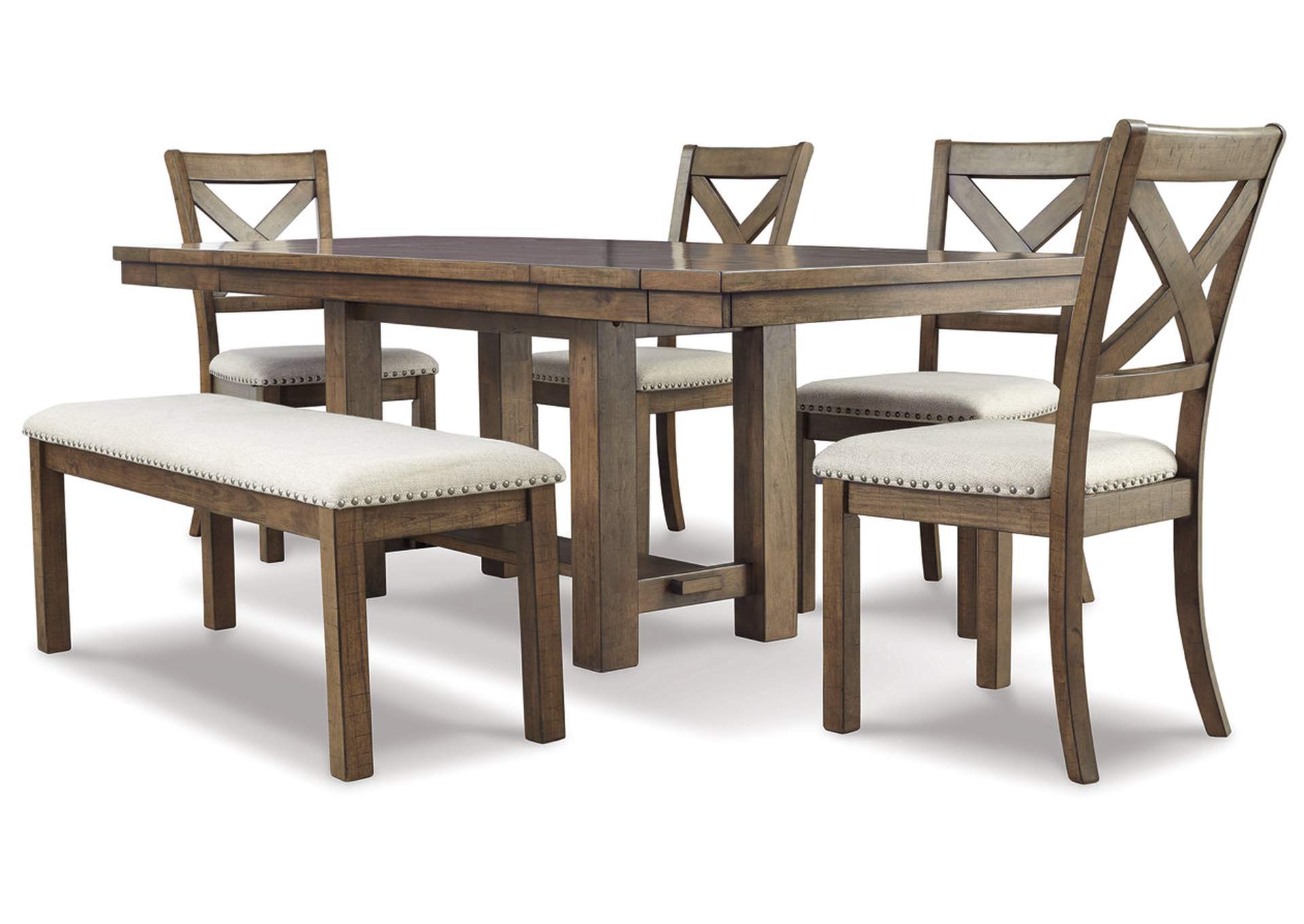 Moriville Dining Table and 4 Chairs and Bench