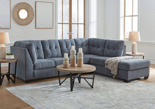 Marleton Denim 2pc RAF Chaise Sectional