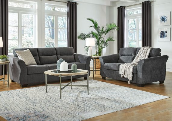 Miravel Gunmetal Sofa Set