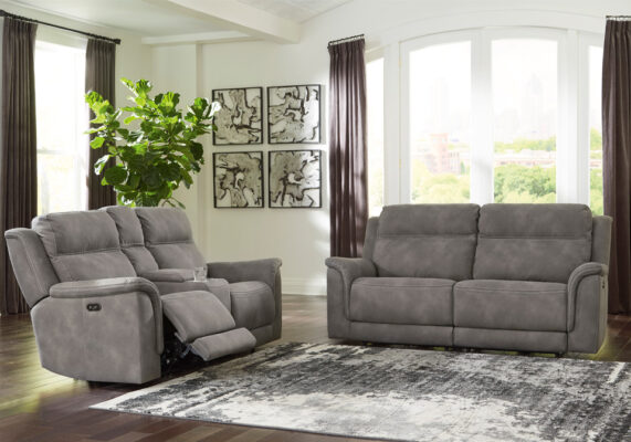 Next Gen-DuraPella Slate Power Reclining Sofa Set