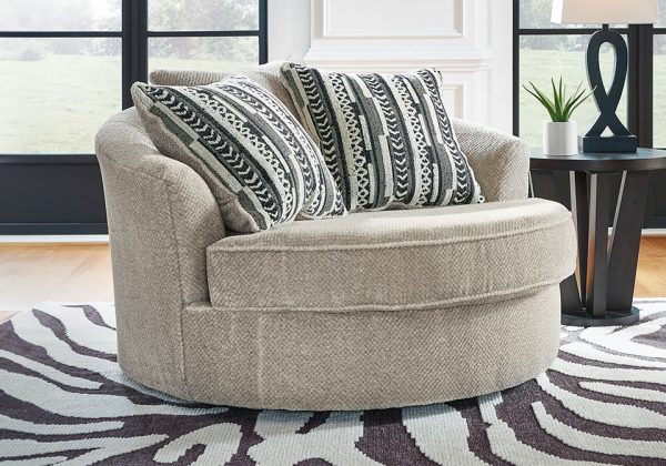 Calnita Sisal Oversized Swivel Accent Chair