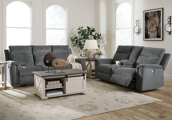 Barnsana Gravel Power Reclining Sofa Set