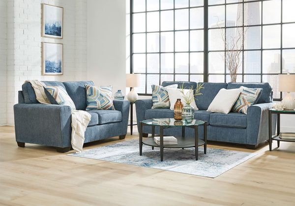 Cashton Blue Sofa Set