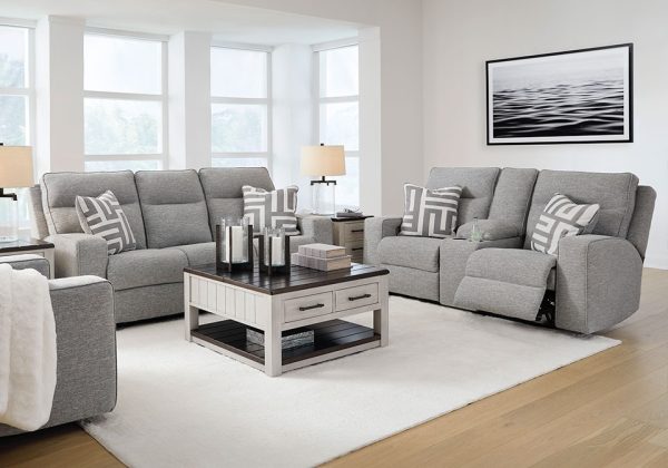 Biscoe Pewter Power Reclining Sofa Set