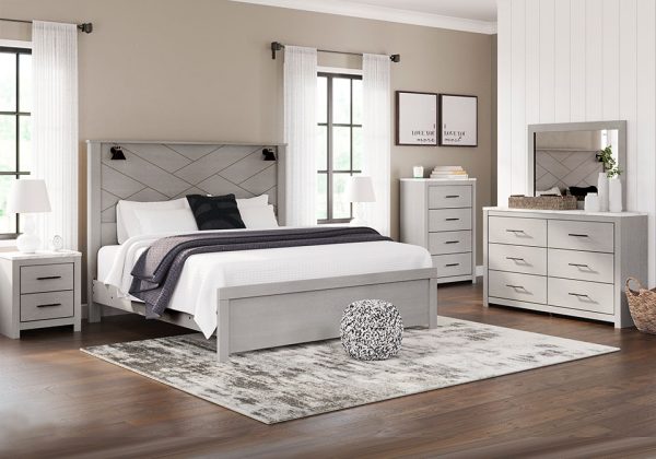 Cottonburg Gray King Lighted Panel Bed Set