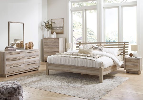 Hasbrick Tan King Slat Bedroom Set