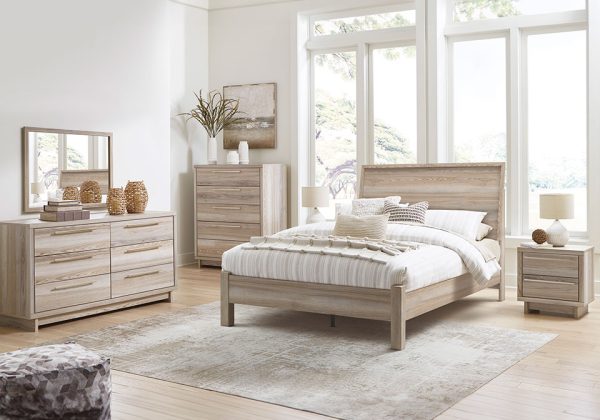 Hasbrick Tan Queen Panel Bedroom Set