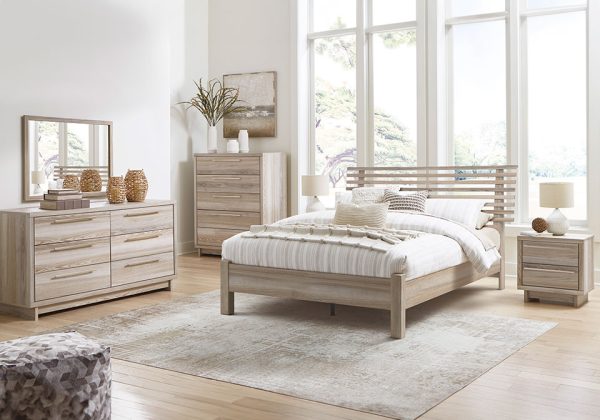 Hasbrick Tan Queen Slat Bedroom Set