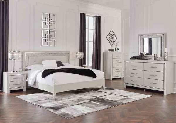Zyniden Silver Queen Panel Bedroom Set