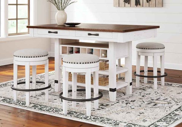 Valebeck Two-Tone 5pc. Counter Height Dining Set w/ Backless Barstools