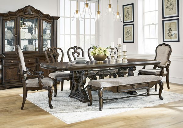 Maylee Dark Brown 8pc. Dining Set w/ Bench