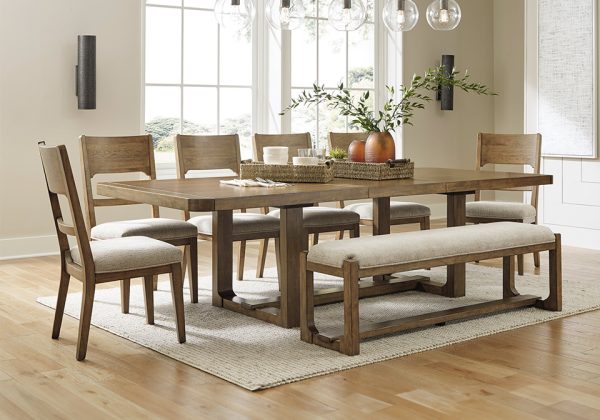 Cabalynn Light Brown 8pc. Dining Set w/ Bench