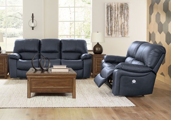 Leesworth Ocean Leather Power Reclining Sofa Set