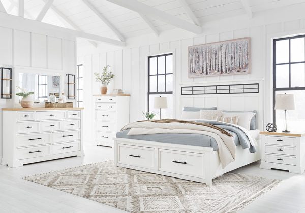 Ashbryn Two-Tone King Panel Storage Bed Set