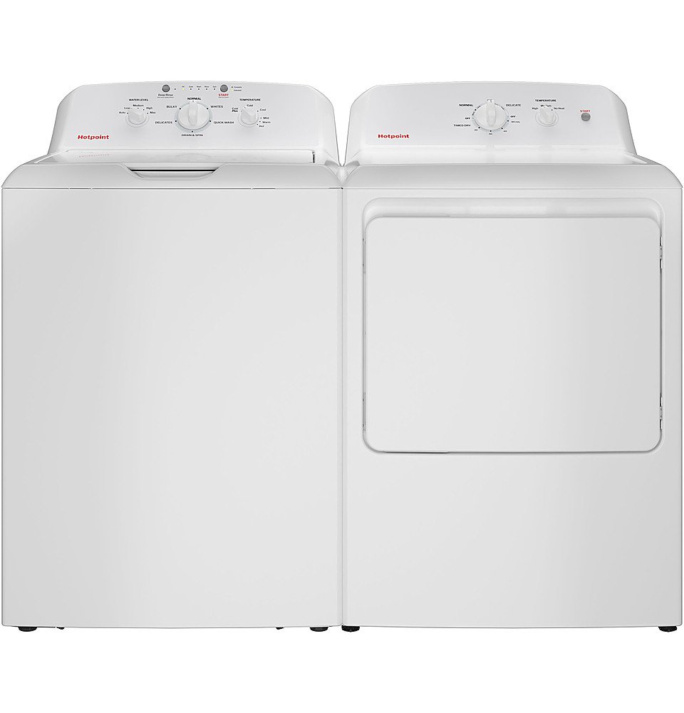 Hotpoint - 4.0 Cu. Ft. High-Efficiency Top Load Washer & 6.2 Cu. Ft. Electric Dryer with Auto Dry - White