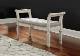 Realyn White Accent Bench