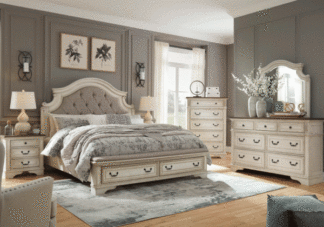 Realyn Two-Tone Queen Panel Storage Bedroom Set