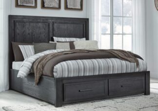 Foyland Black King Storage Bed