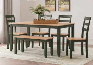 Gesthaven Two-Tone Green 6pc. Dining Set w Bench