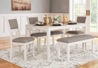 Erinberg Antique White 6pc. Dining Set w Bench
