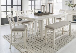 Robbinsdale Antique White 8pc. Counter Height Dining Set w/ Bench