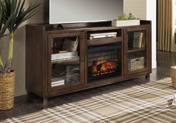 Starmore Brown Large TV Stand w/ Fireplace