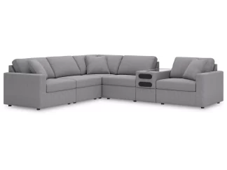 Modmax 6-Piece Modular Performance Fabric Sectional with Audio Console