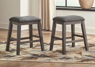 Caitbrook Gray Upholstered Stool (2pk)