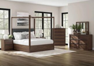 Dilenno Dark Brown Queen Canopy Bed Set
