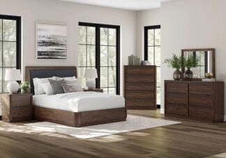 Dilenno Dark Brown Queen Upholstered Bed Set
