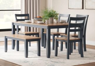 Gesthaven Two-Tone Blue 6pc. Dining Set w/ Bench