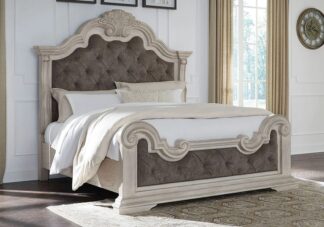 Bruchandi Antique White King Upholstered Bed