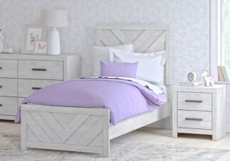 Cayboni Whitewash Twin Panel Bed