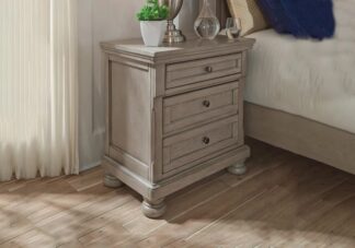 Lettner Light Gray Two-Drawer Night Stand