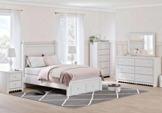 Mollviney White Full Panel Storage Bedroom Set